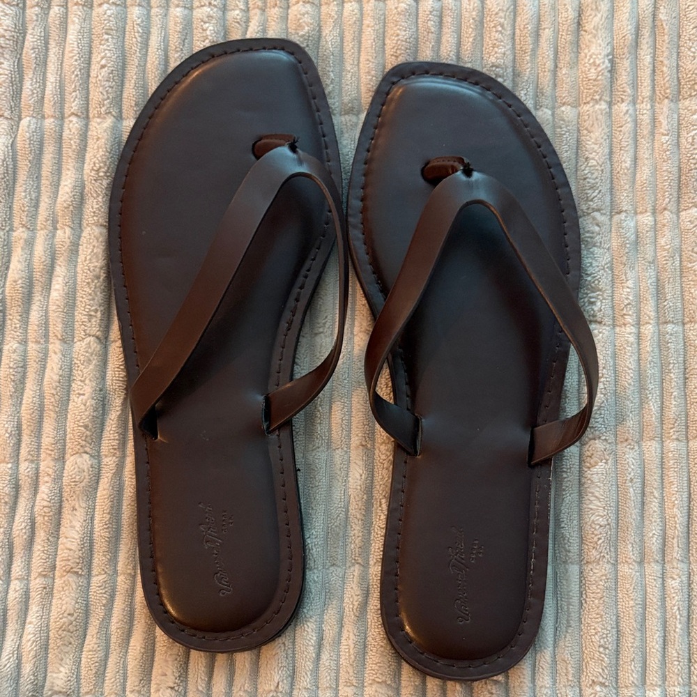 Brown Leather Flip Flops